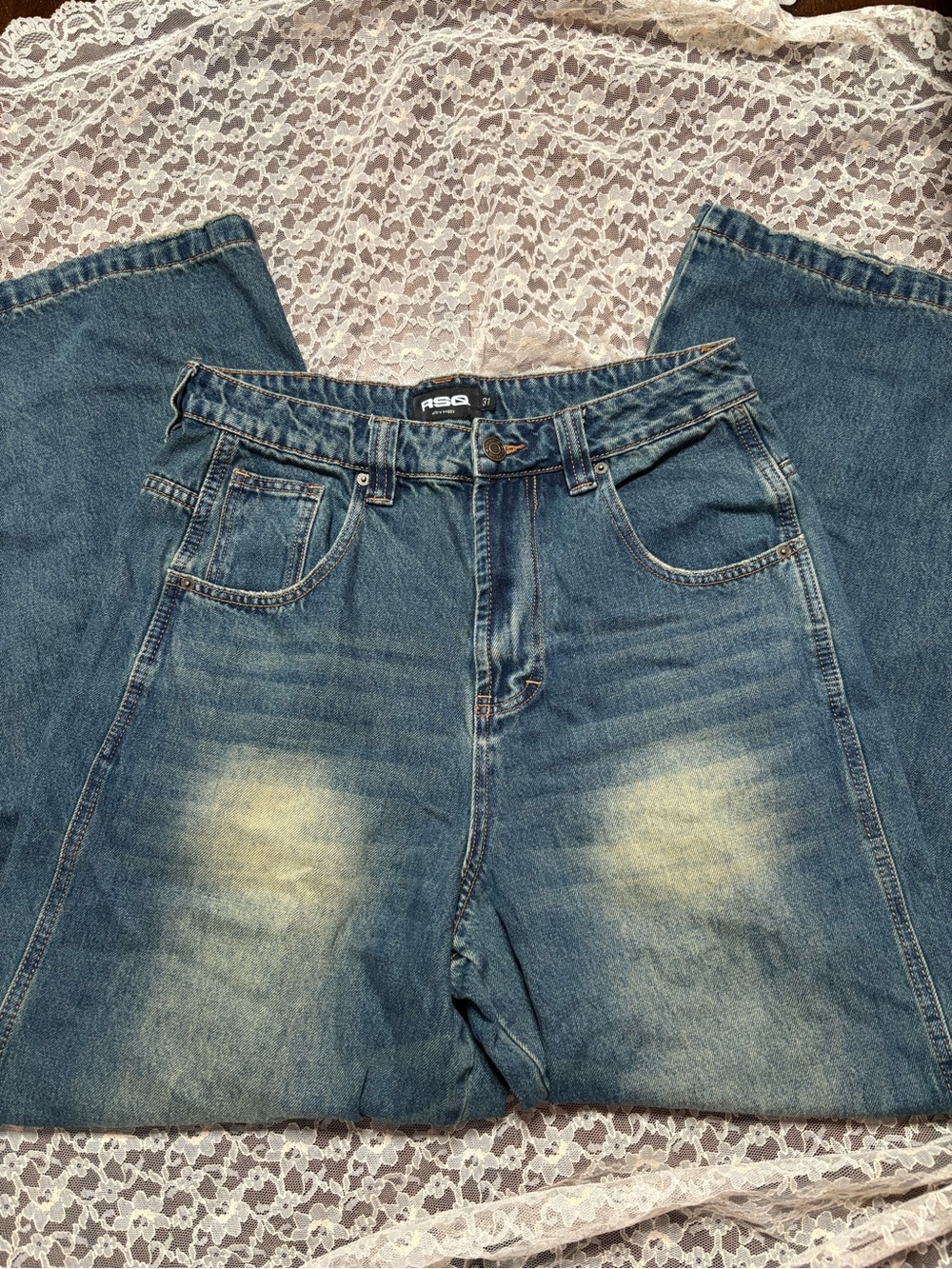 RSQ Men's Blue Washed Relaxed Jeans